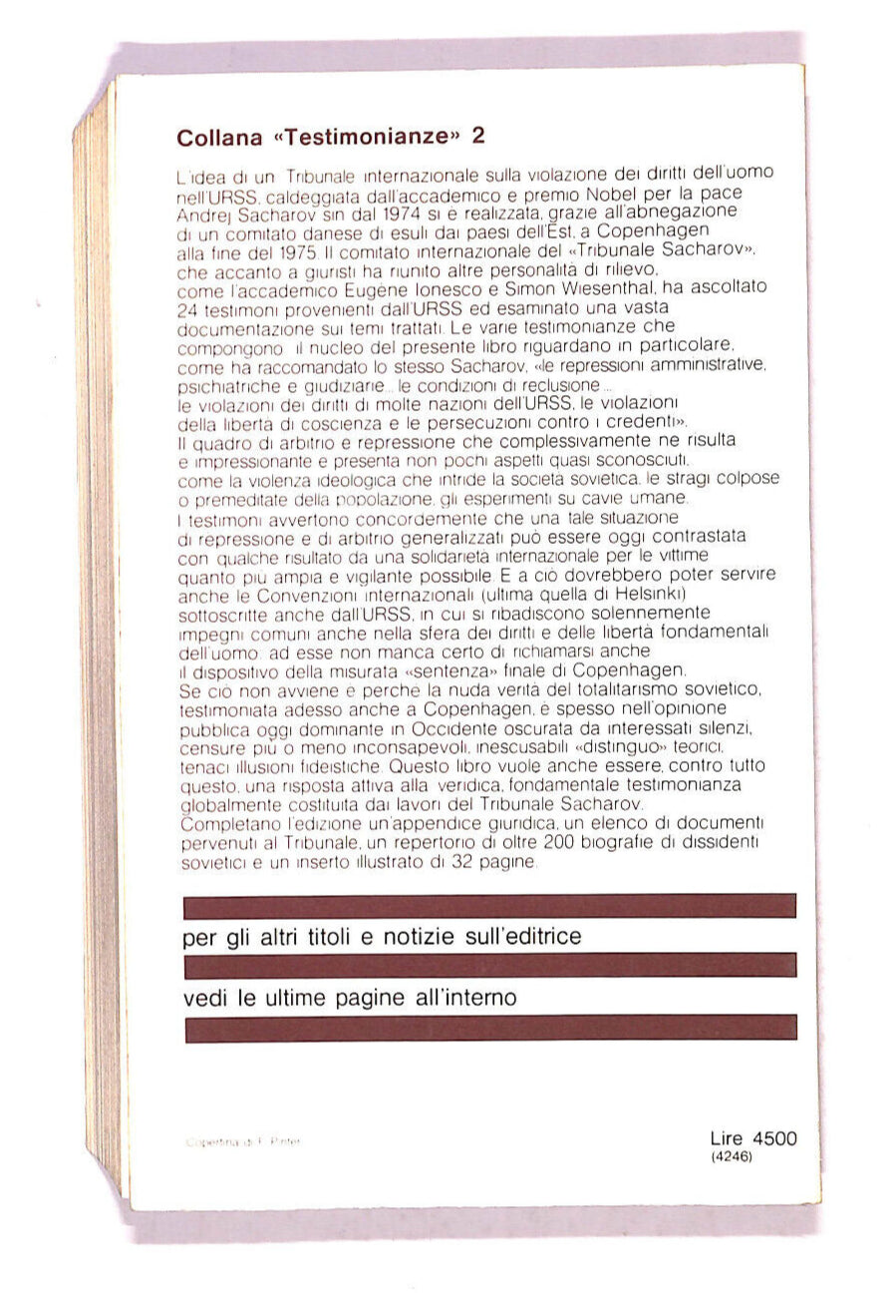 EBOND Le Testimonianze Del Tribunale Sacharov Libro LI007002