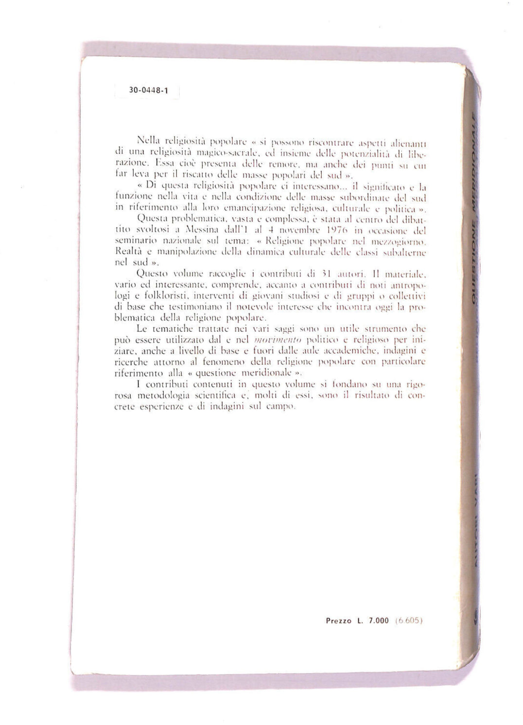 EBOND Questione Meridionale Religione e Classi Subalterne Libro LI007003