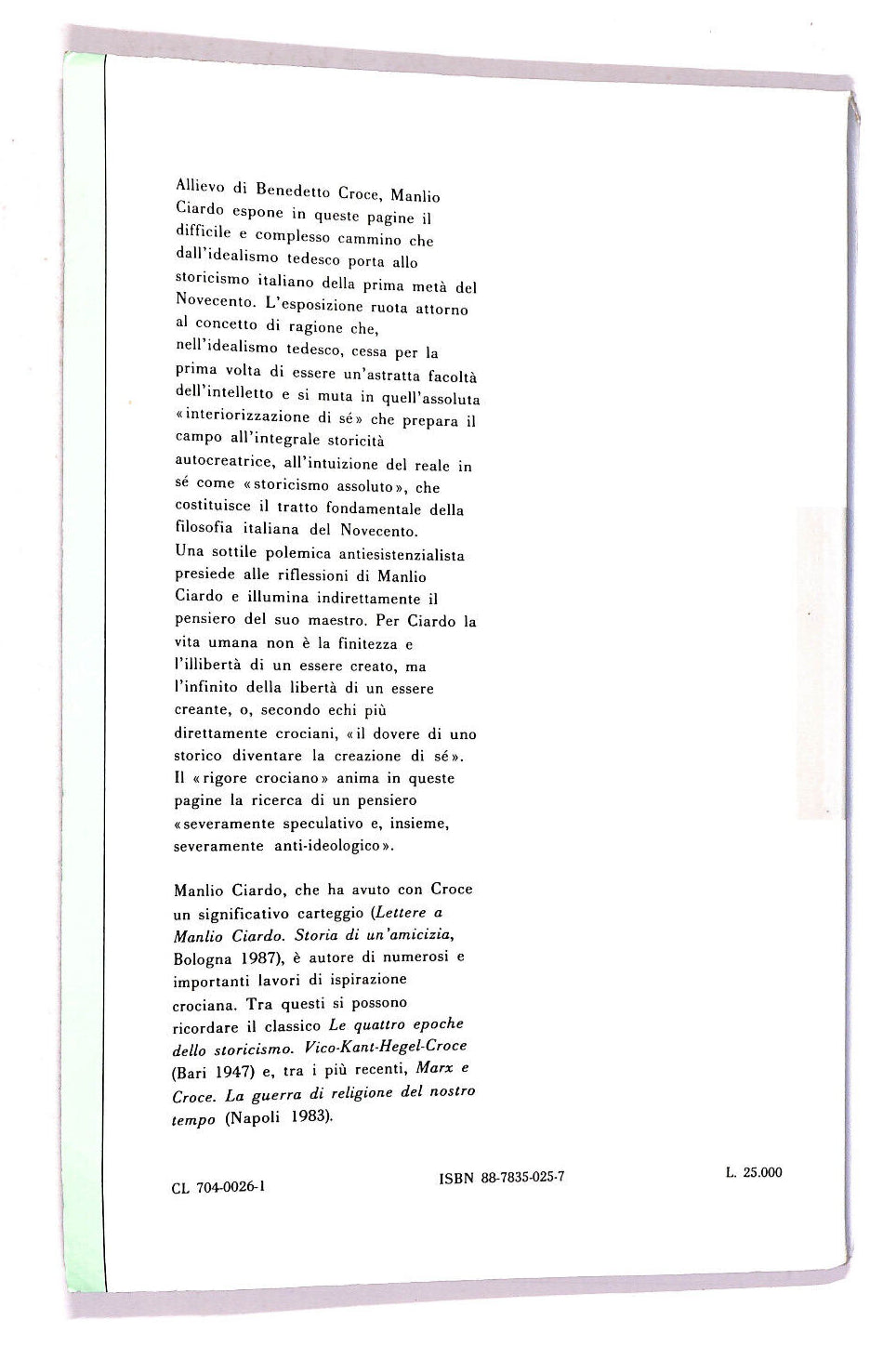 EBOND L'infinito e La Storia In Benedetto Croce Libro LI007303