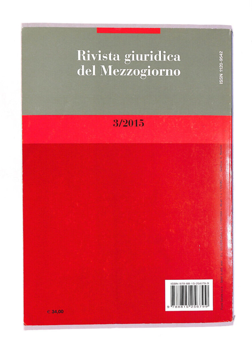 EBOND Rivista Giuridica Del Mezzogiorno Vol 3 2015 Libro LI011253