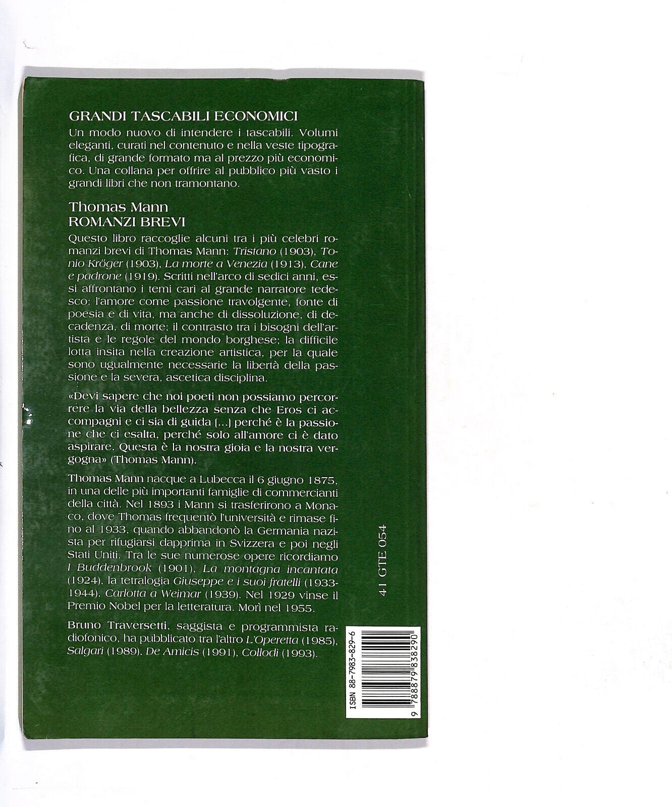 EBOND Romanzi Brevi - Tristano,tonio Kroger, La Morte a Venezia Libro LI011310