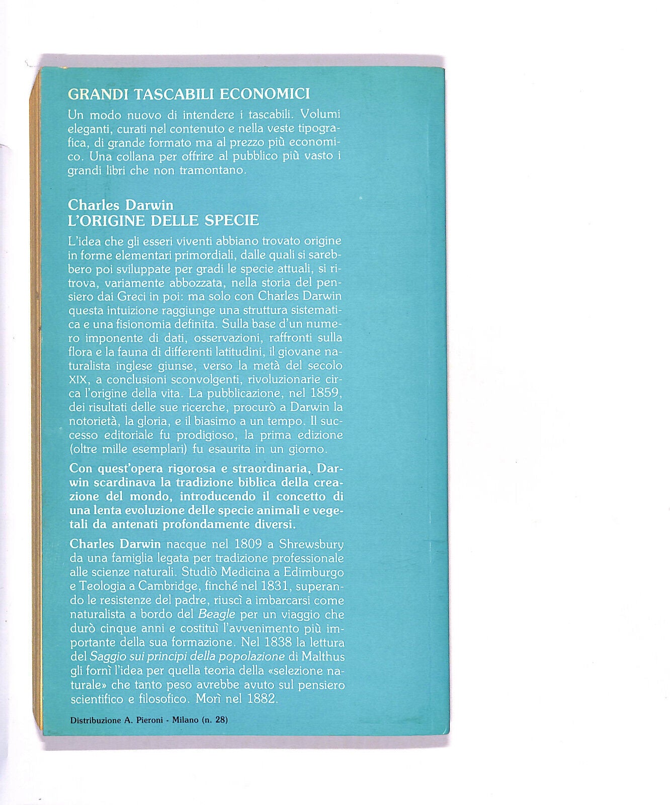 EBOND L'origine Della Specie Di Charles Darwin Libro LI012260