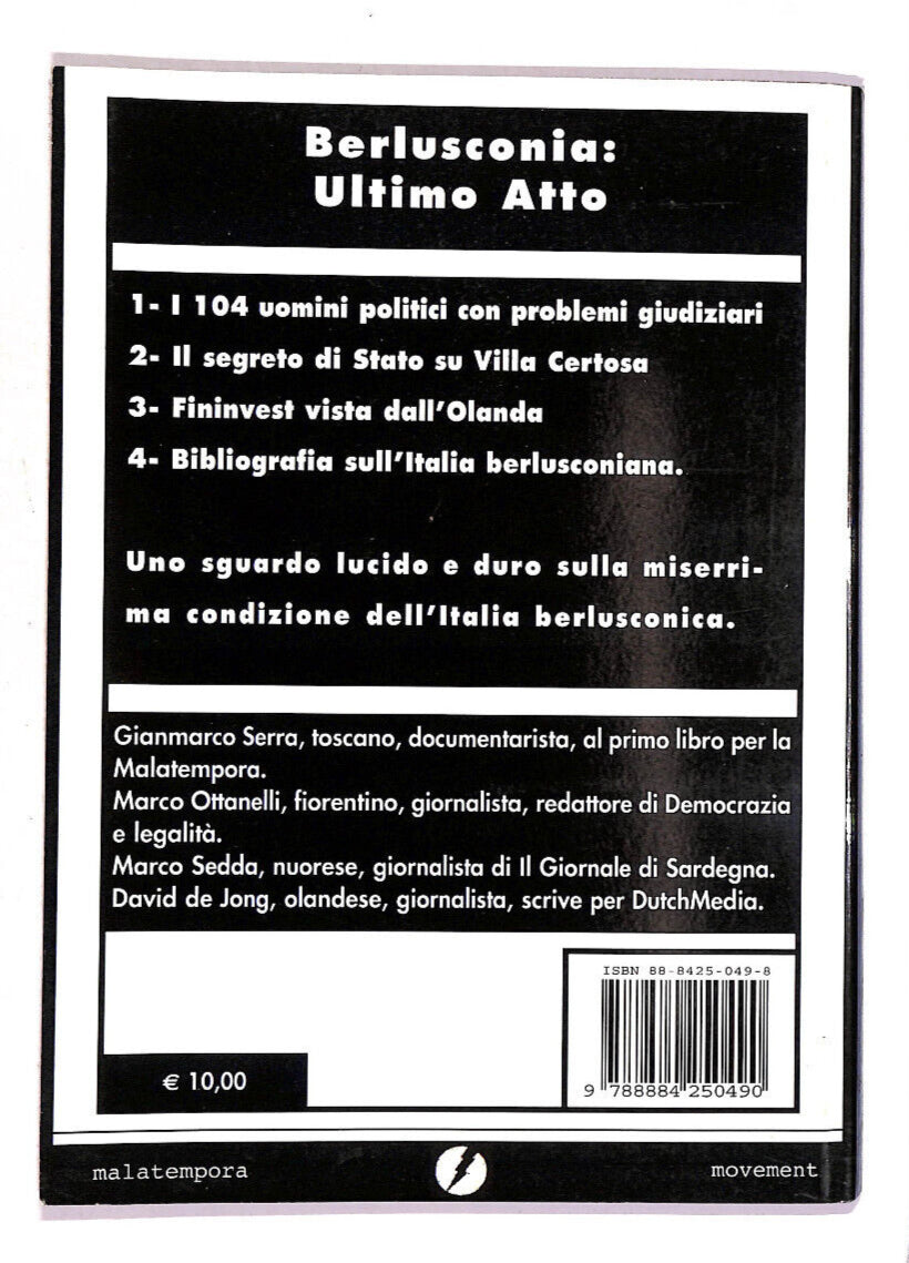 EBOND Berlusconia: Ultimo Atto Di Gianmarco Serra Libro LI014750
