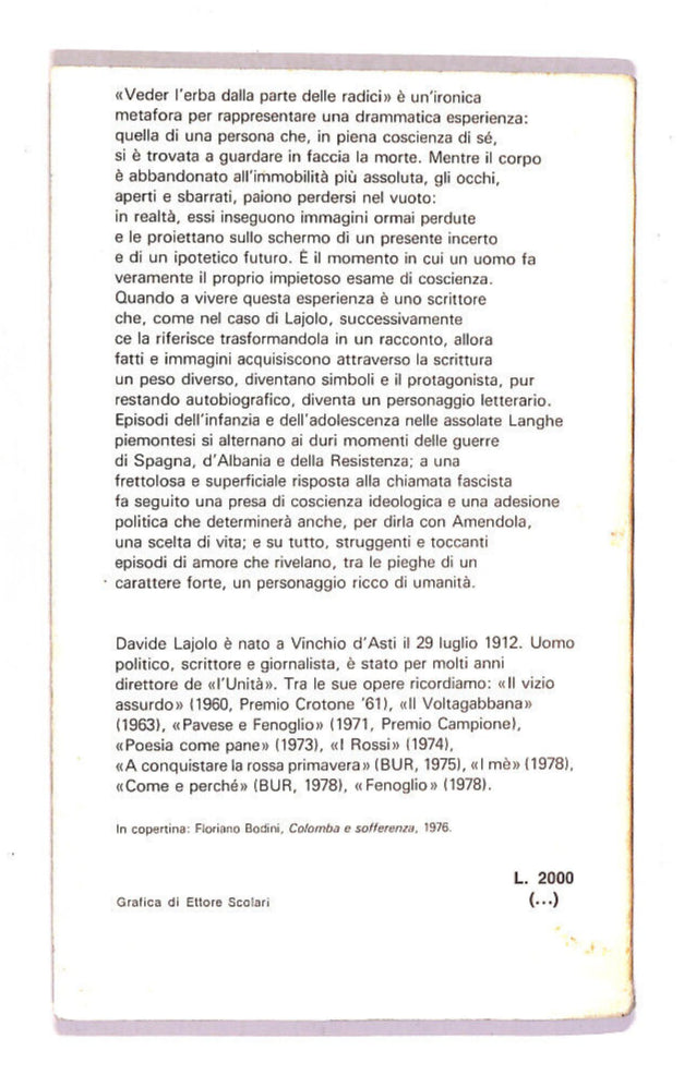 EBOND Veder L'erba Dalla Parte Delle Radici Di Davide Lajolo Libro LI015054