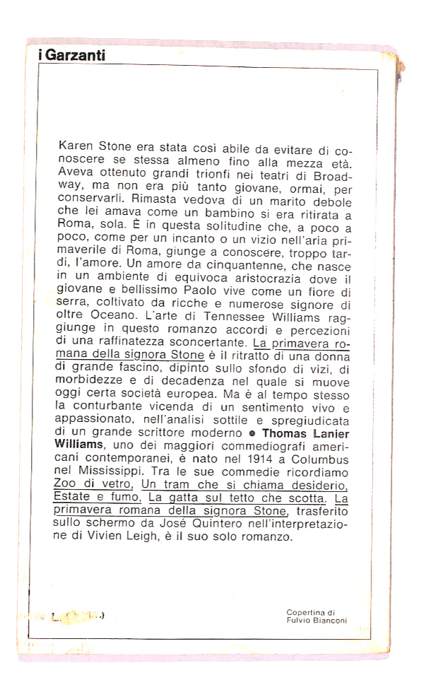 EBOND La Primavera Romana Della Signora Stone Di Tennesee Williams Libro LI019515