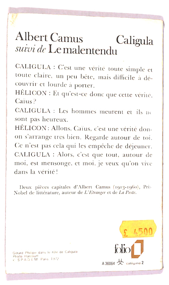 EBOND Caligula Suivi De Le Malentendu Di Camus Albert Libro LI019913