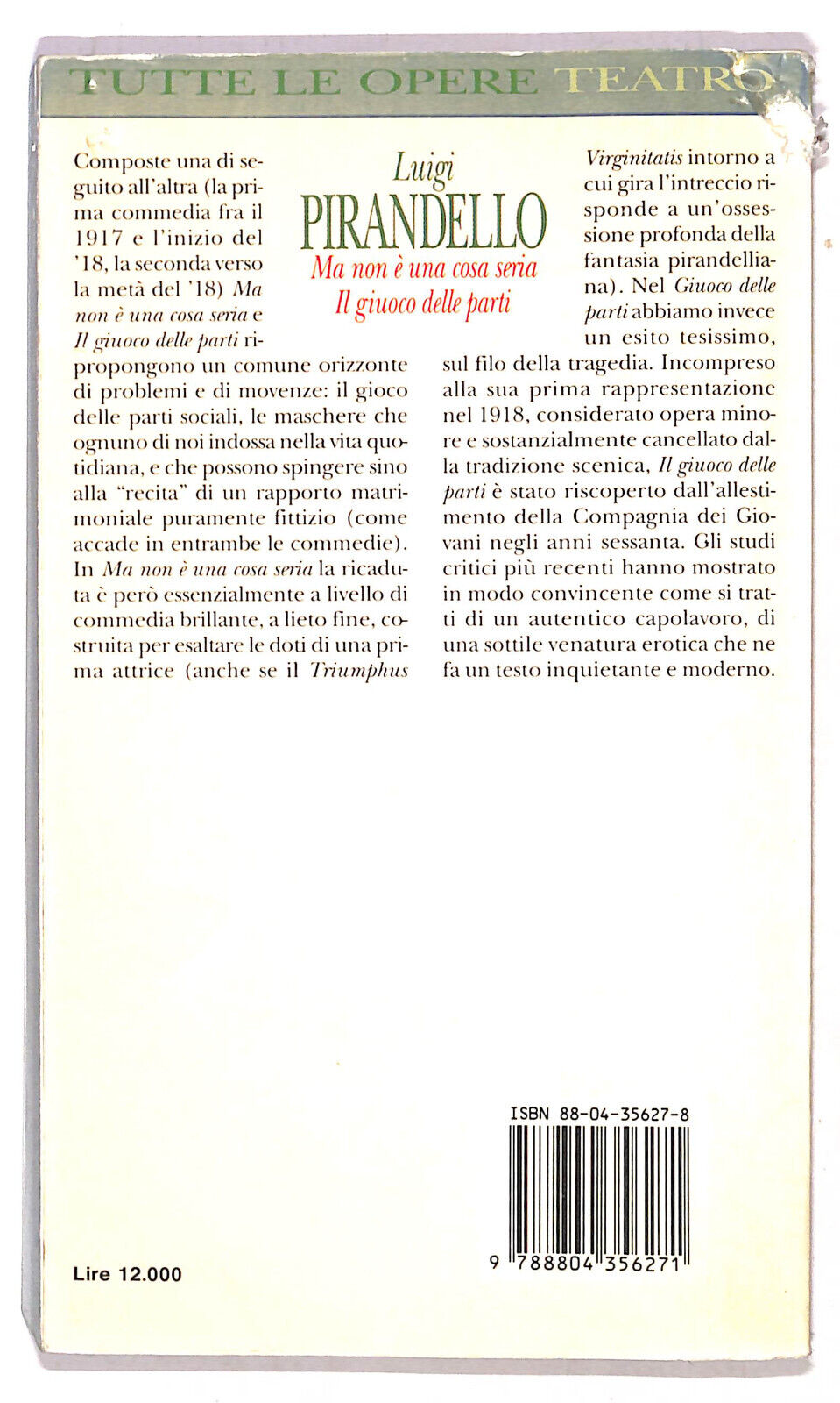 EBOND Ma Non e Una Cosa Seria Di Luigi Pirandello Libro LI020510