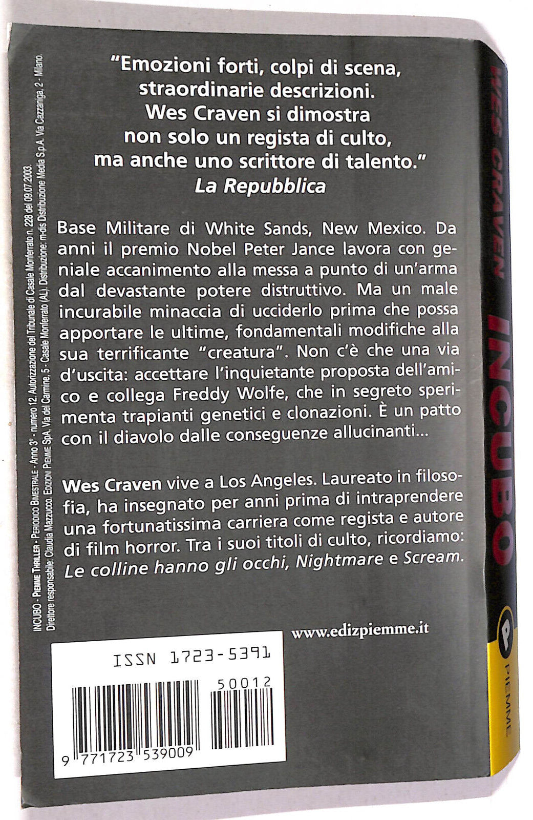 EBOND Incubo Di Wes Craven Libro LI020512
