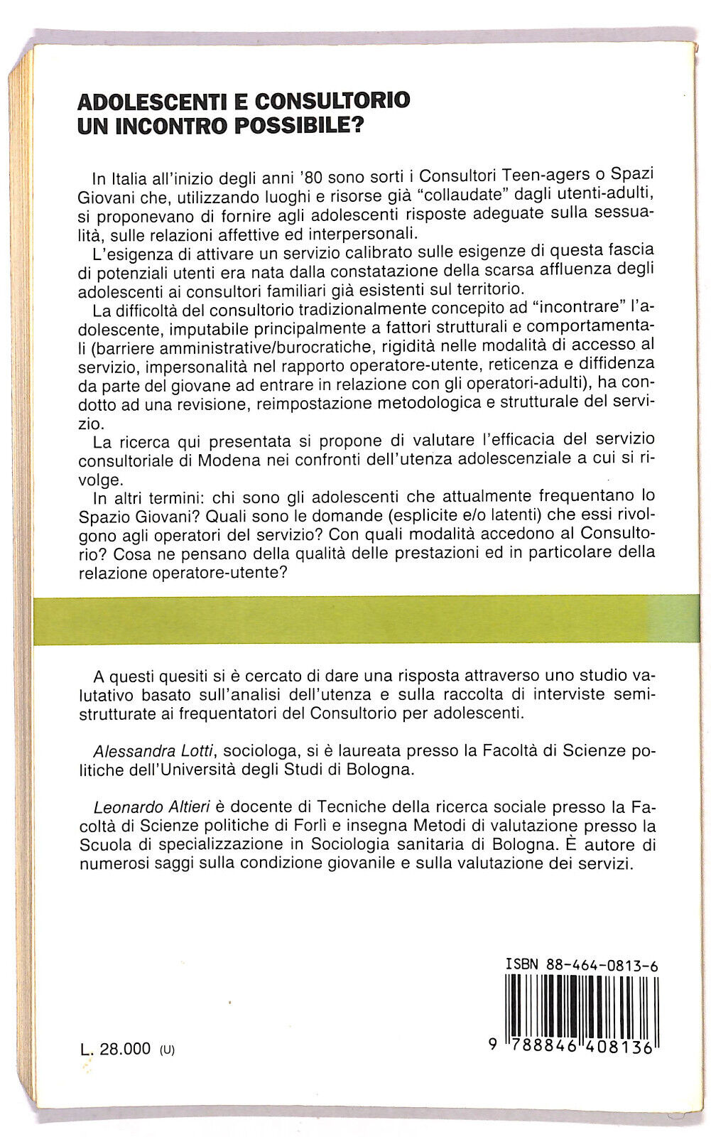 EBOND Adolescenti e Consultorio Un Incontro Possibile? Di A Lotti Libro LI020555
