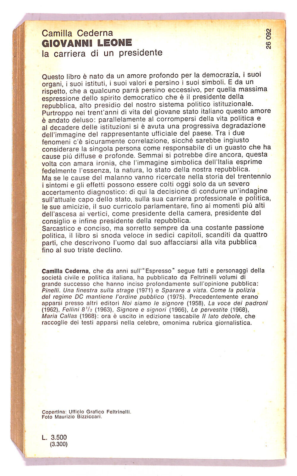 EBOND Giovanni Leone La Carriera Di Un Presidente Di C. Cederna Libro LI020960