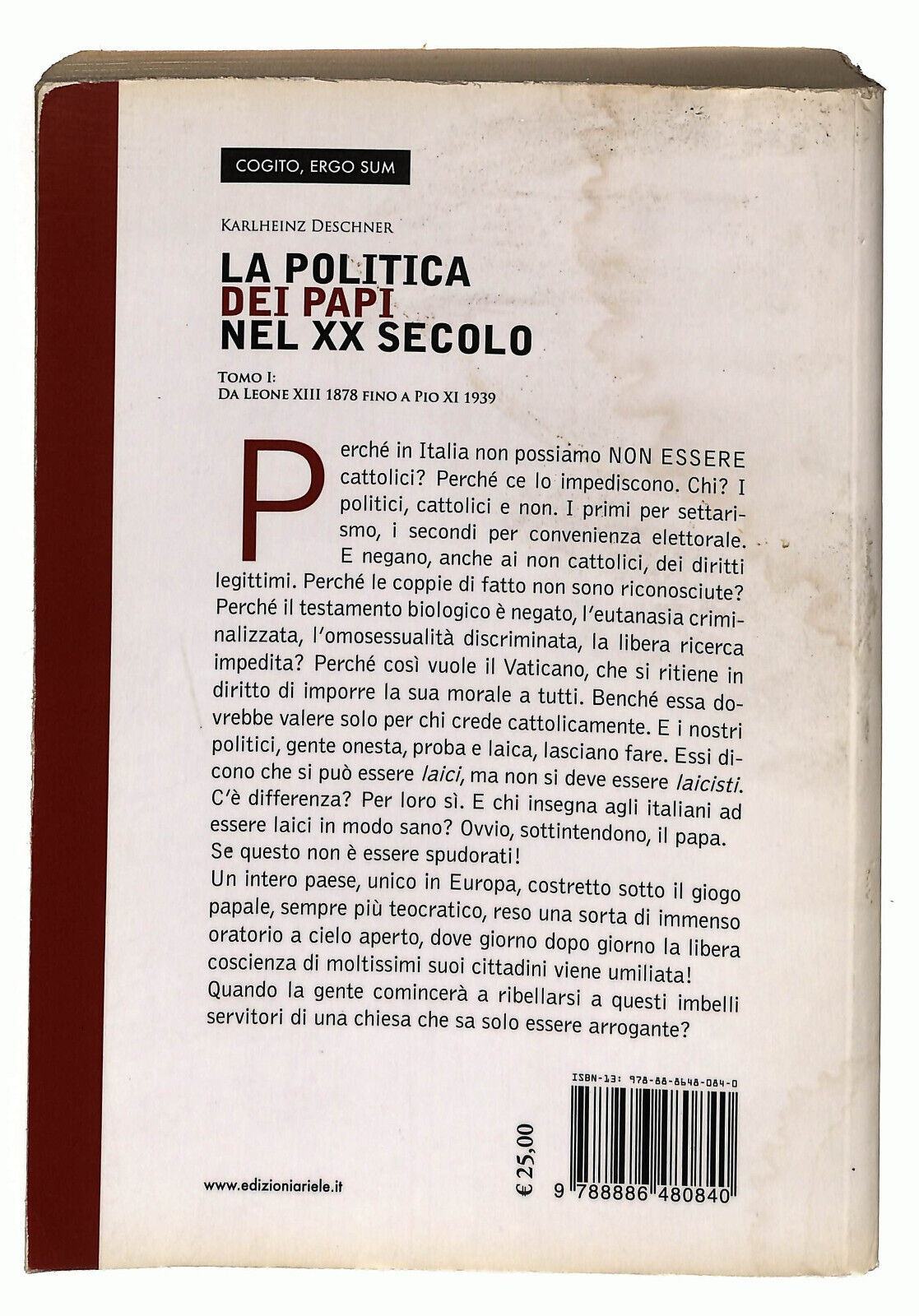 EBOND La Politica Dei Papi Nel Xx Secolo Di Karlheinz Deschner Libro LI023907