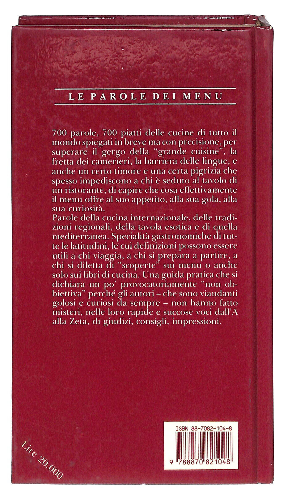 EBOND Le Parole Dei Menu Di Allan Bay e Pinuccia Ferrari 1988 Libro LI023916