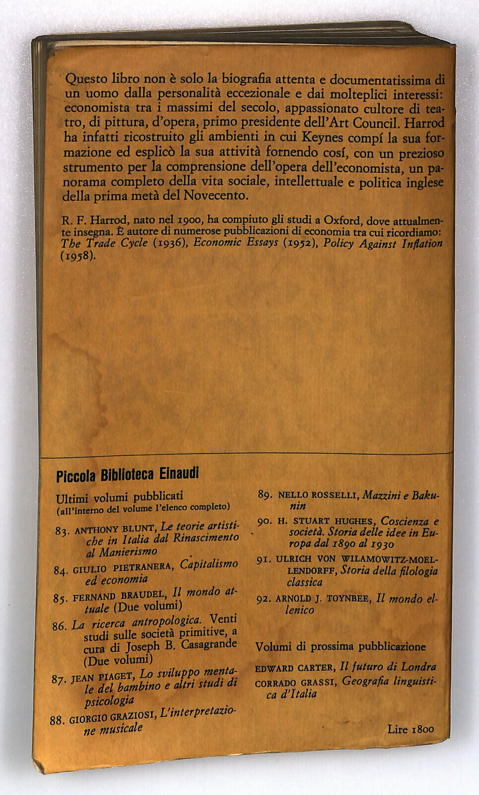 EBOND La Vita Di J.m. Keynes Di R.f. Harrod Libro LI025263
