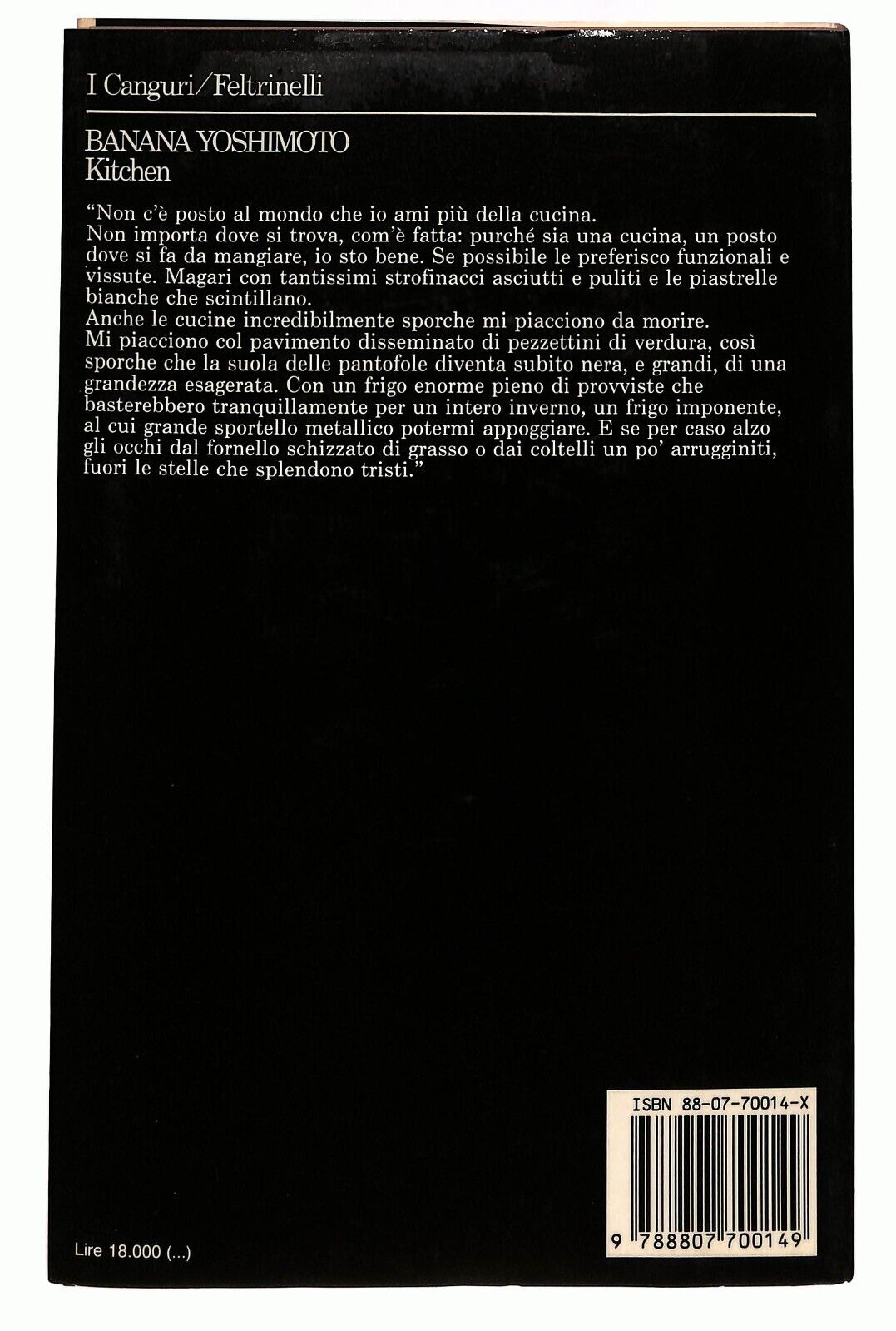 EBOND Kitchen Banana Yoshimoto Feltrinelli Canguri 1991 Libro LI027221
