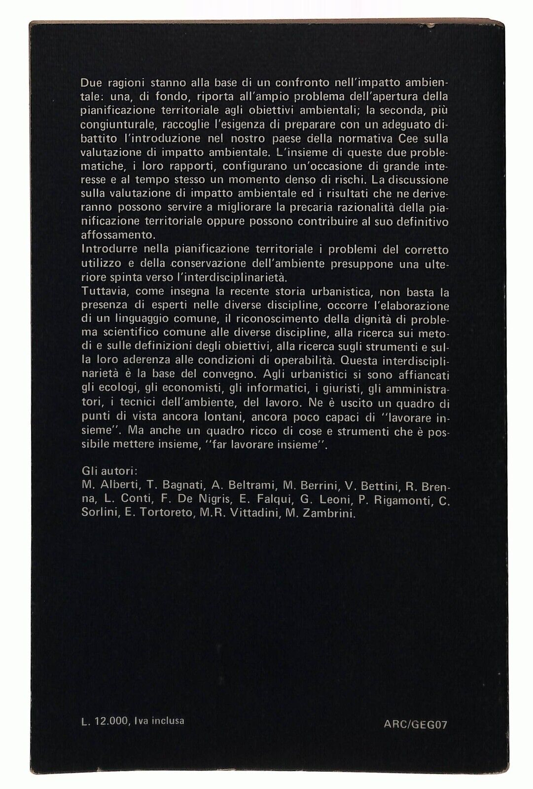 EBOND Impatto Ambientale Nella Pianificazione Territoriale 1983 Libro LI027919