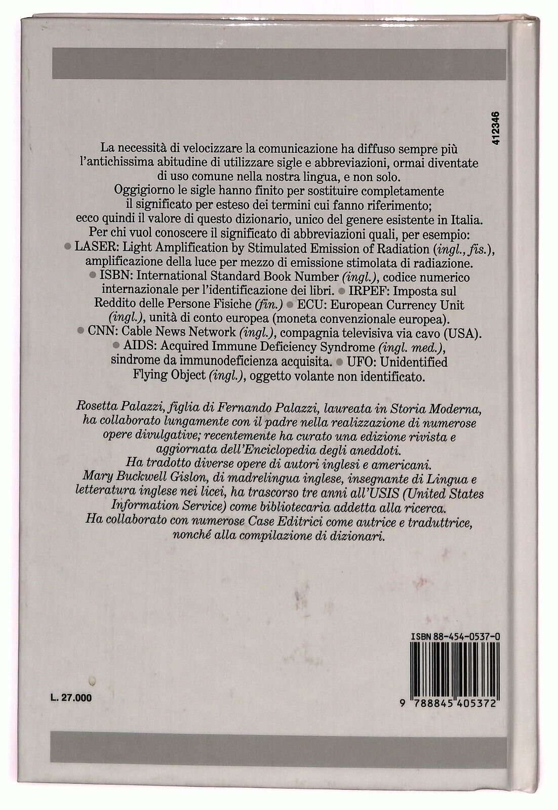 EBOND Dizionario Delle Sigle Gislon Palazzi Sonsogno 1993 Libro LI028403