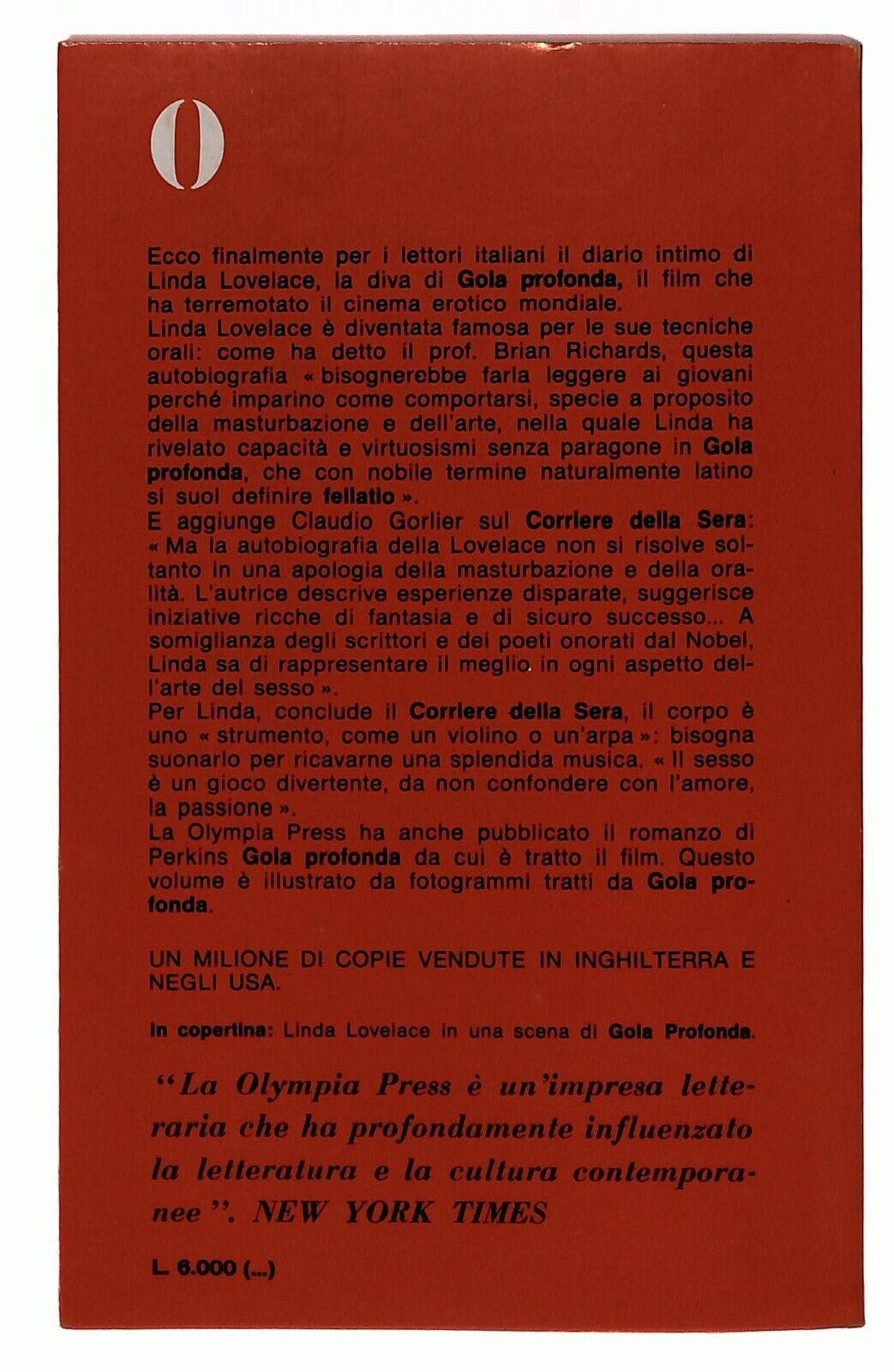 EBOND Giu Nella Mia Gola Linda Lovelace Olympia Press 1976 Libro LI029002