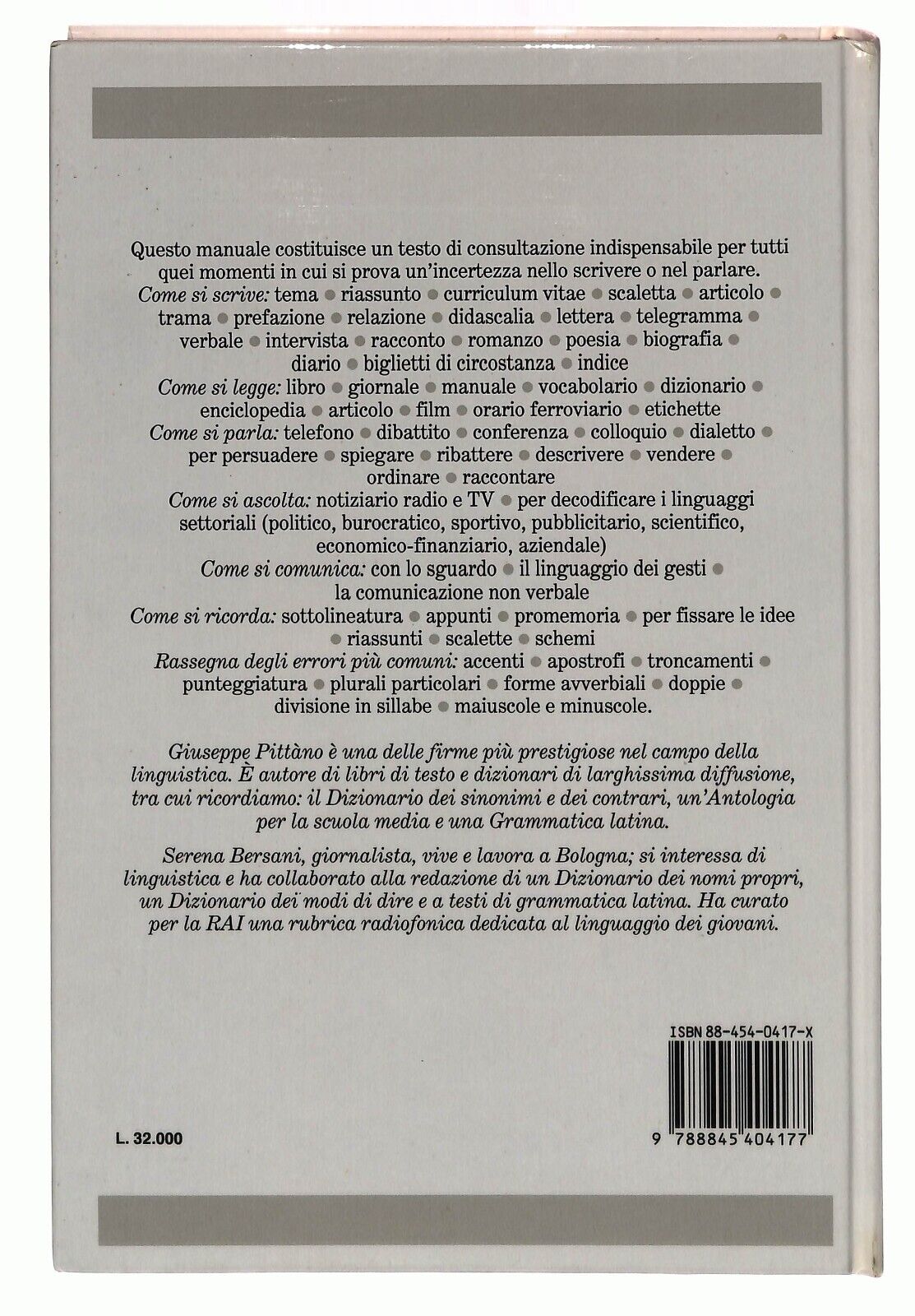 EBOND L'italiano Le Tecniche Del Parlare e Dello Scrivere 1993 Libro LI029664