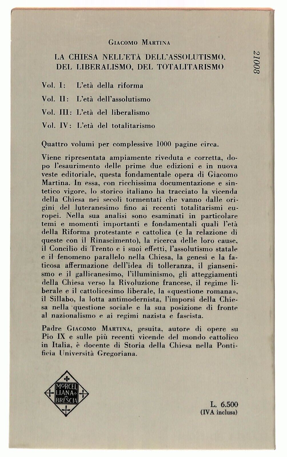 EBOND La Chiesa Nell'eta Del Totalitarismo 4 Morcellina 1979 Libro LI029809