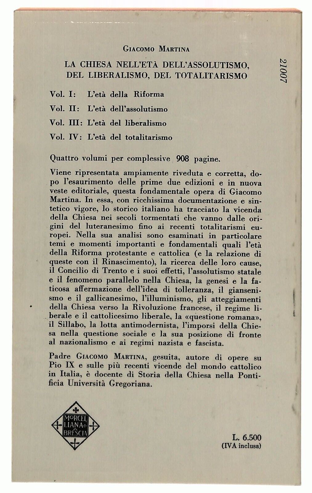 EBOND La Chiesa Nell'eta Del Liberalismo 3 Morcellina 1980 Libro LI029810