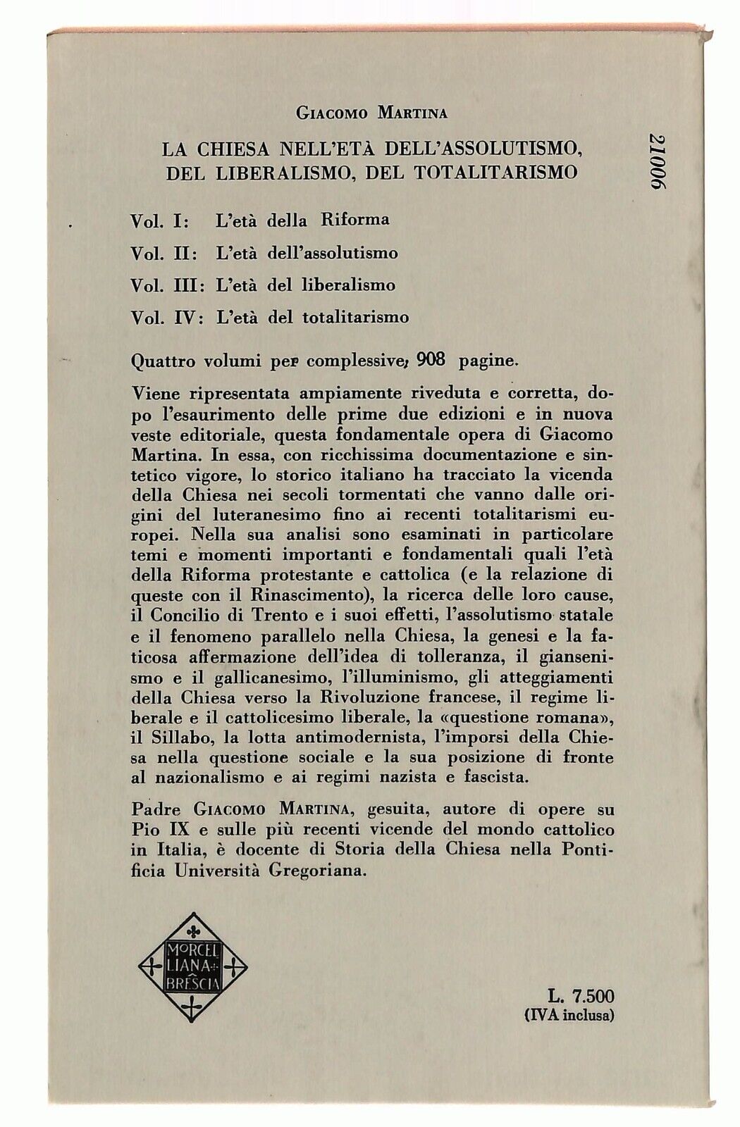EBOND La Chiesa Nell'eta Dell'assolutismo 2 Morcellina 1980 Libro LI029811