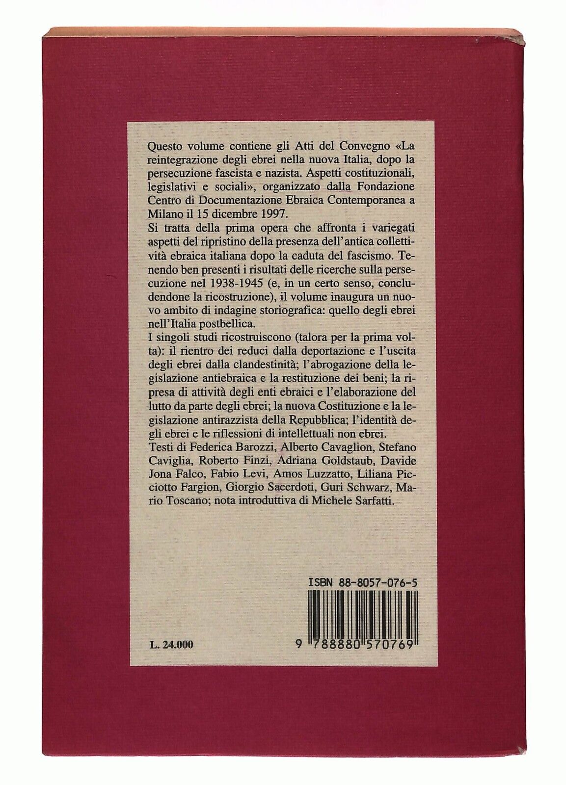 EBOND Il Ritorno Alla Vita: Vicende e Diritti Degli Ebrei 1998 Libro LI030601