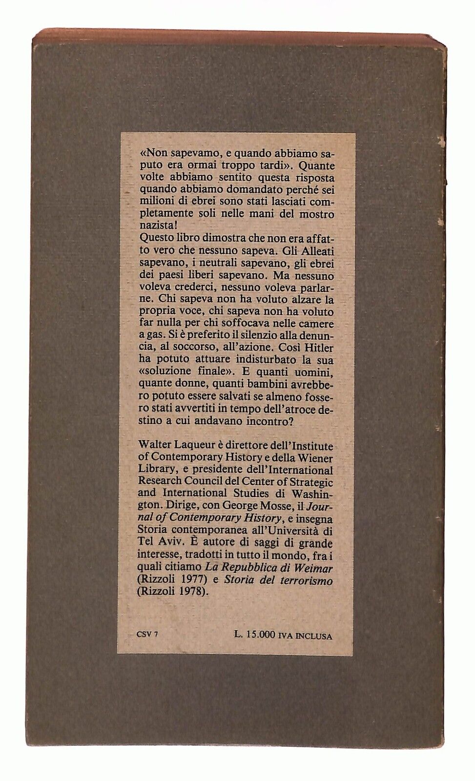 EBOND Il Terribile Segreto Walter Laqueur Giuntina 1983 Libro LI031809