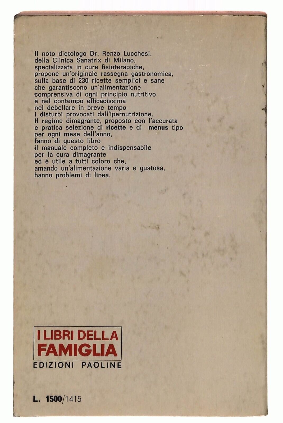 EBOND Mangiar Bene e Dimagrire Renzo Lucchesi Famiglia Cristiana Libro LI033113