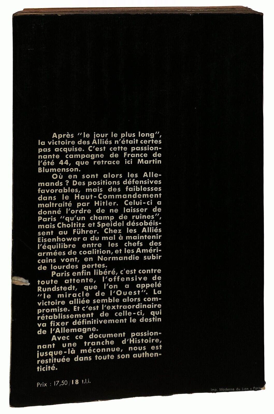 EBOND 1944 Duel Pour La France M. Blumenson Donoel 1963 Francese Libro LI033132