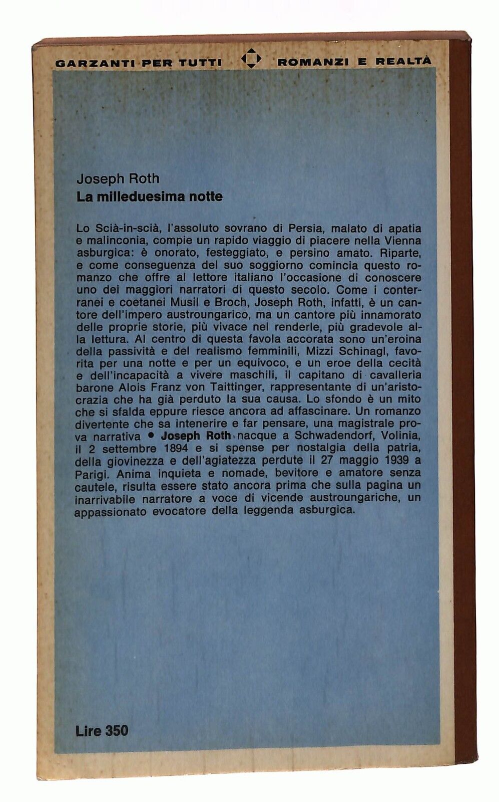 EBOND La Milleduesima Notte Joseph Roth Garzanti 1965 Libro LI033813