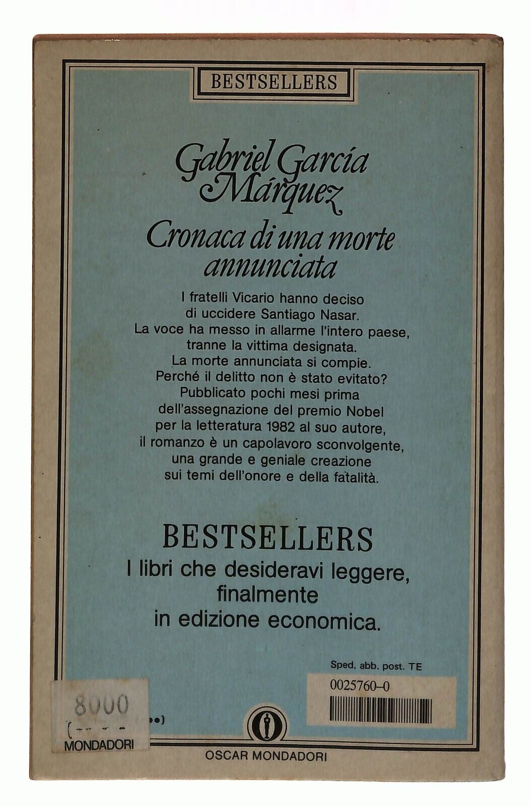 EBOND Cronaca Di Una Morte Annunciata Gabriel Garcia Marquez 1987 Libro LI034063