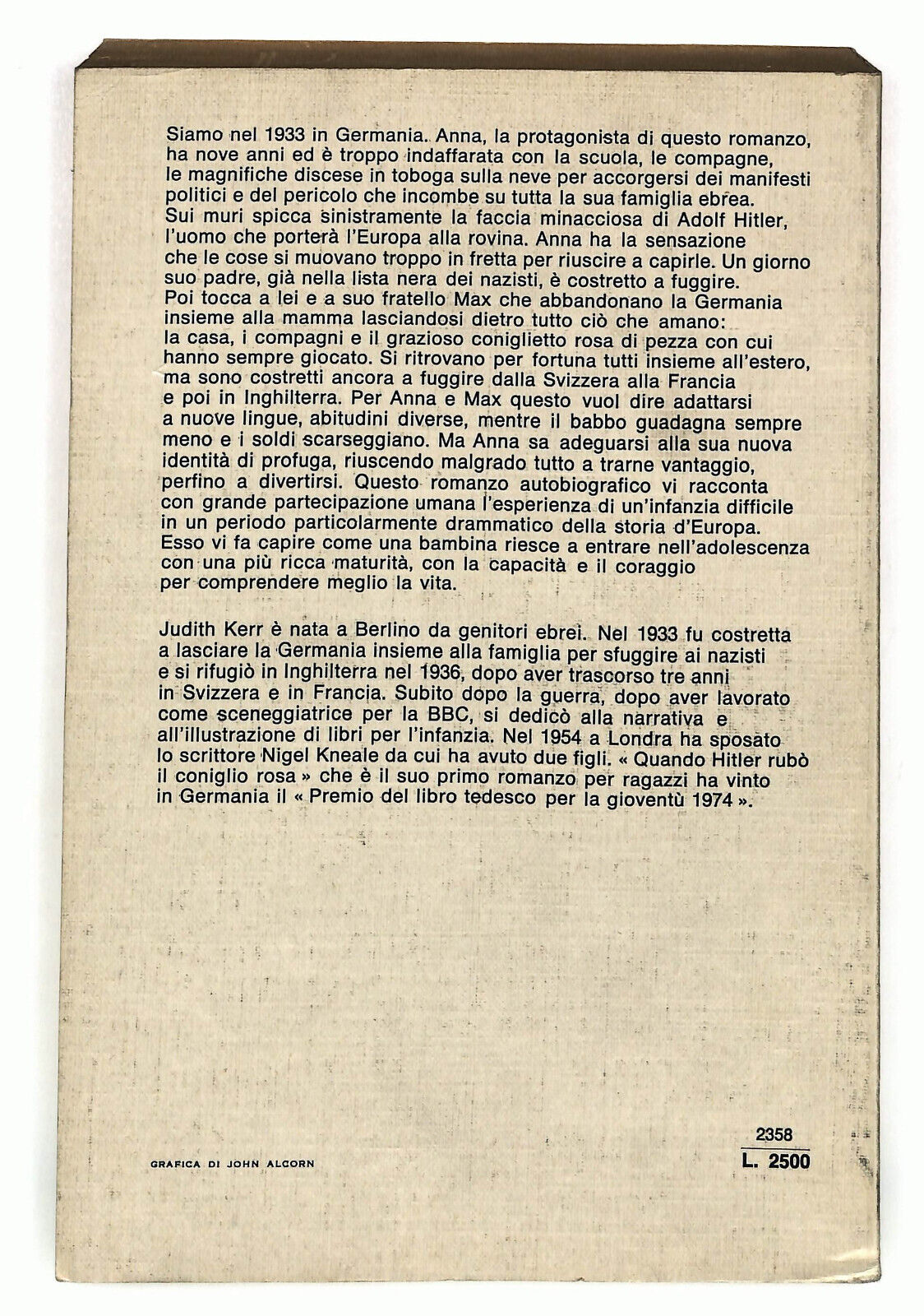 EBOND Quando Hitler Rubo Il Coniglio Rosa Di Judith Kerr Libro LI035308