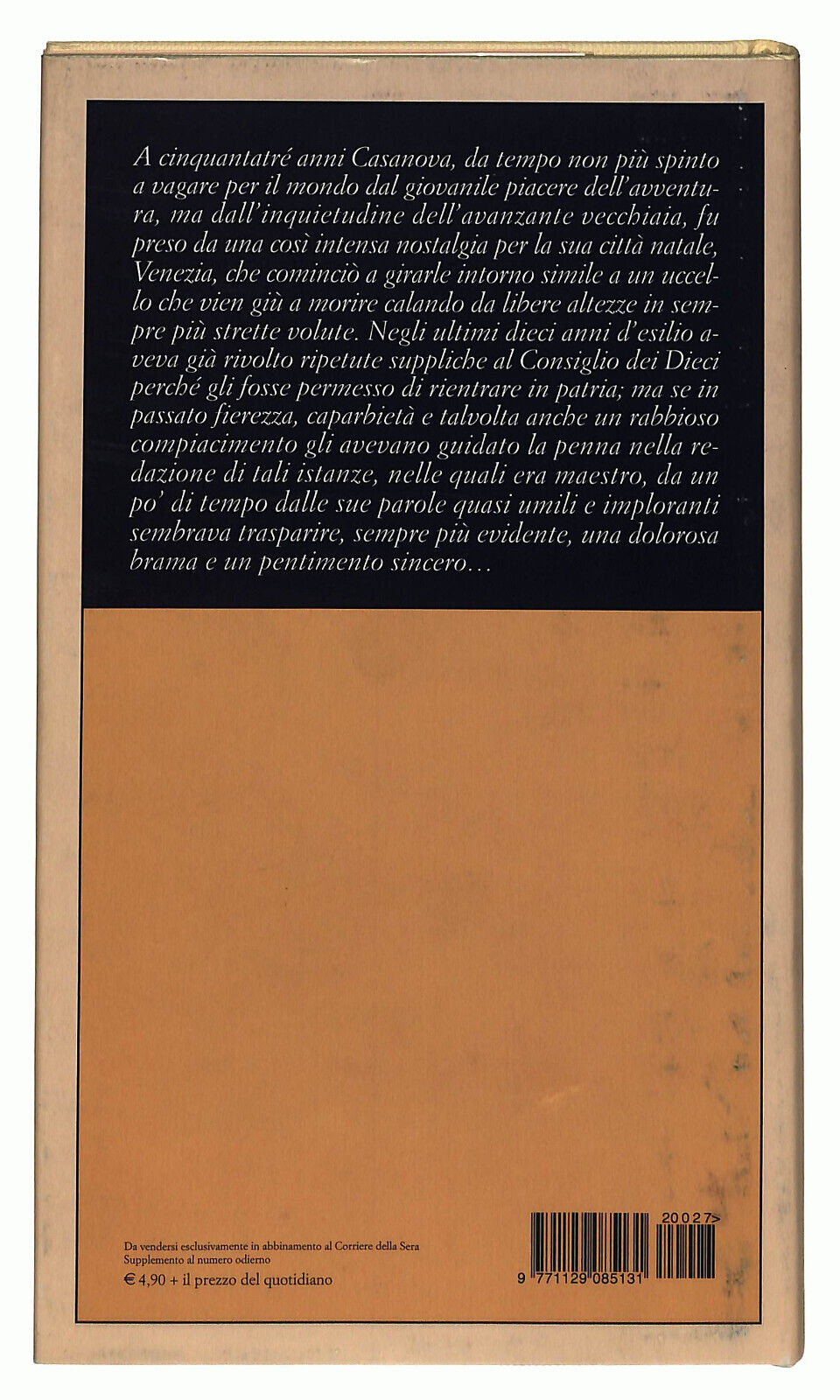 EBOND Ebondil Ritorno Di Casanova Di Arthur Schntzler Corriere Sera 2002 Libro LI035778