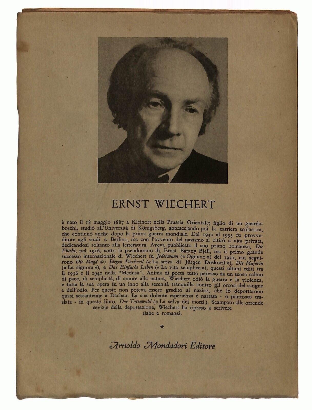 EBOND La Selva Dei Morti Ernest Wiechert Arianna Mondadori 1947 Libro LI036055