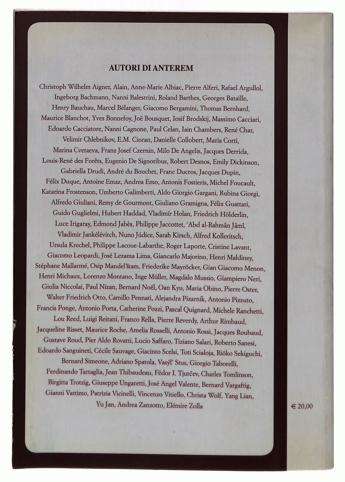 EBOND Anterem 91. L'altrove Dell'erranza 2015 Libro LI036079