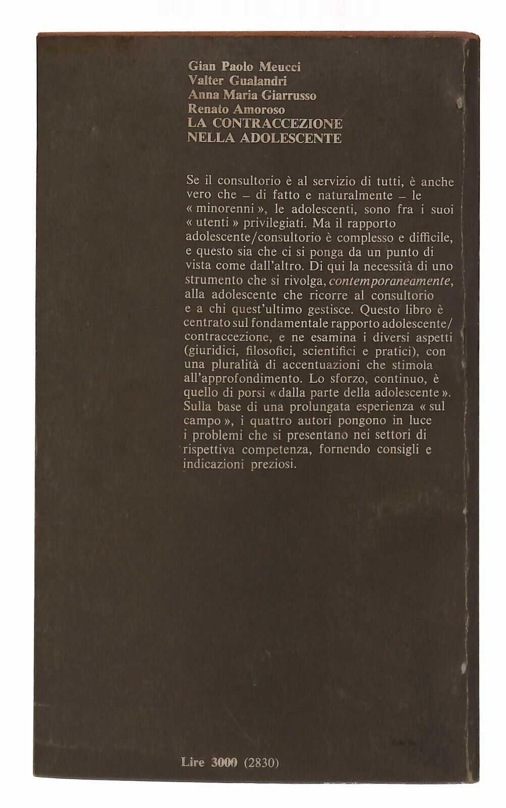 EBOND La Contraccezione Nella Adolescente Longanesi 1979 Libro LI036203
