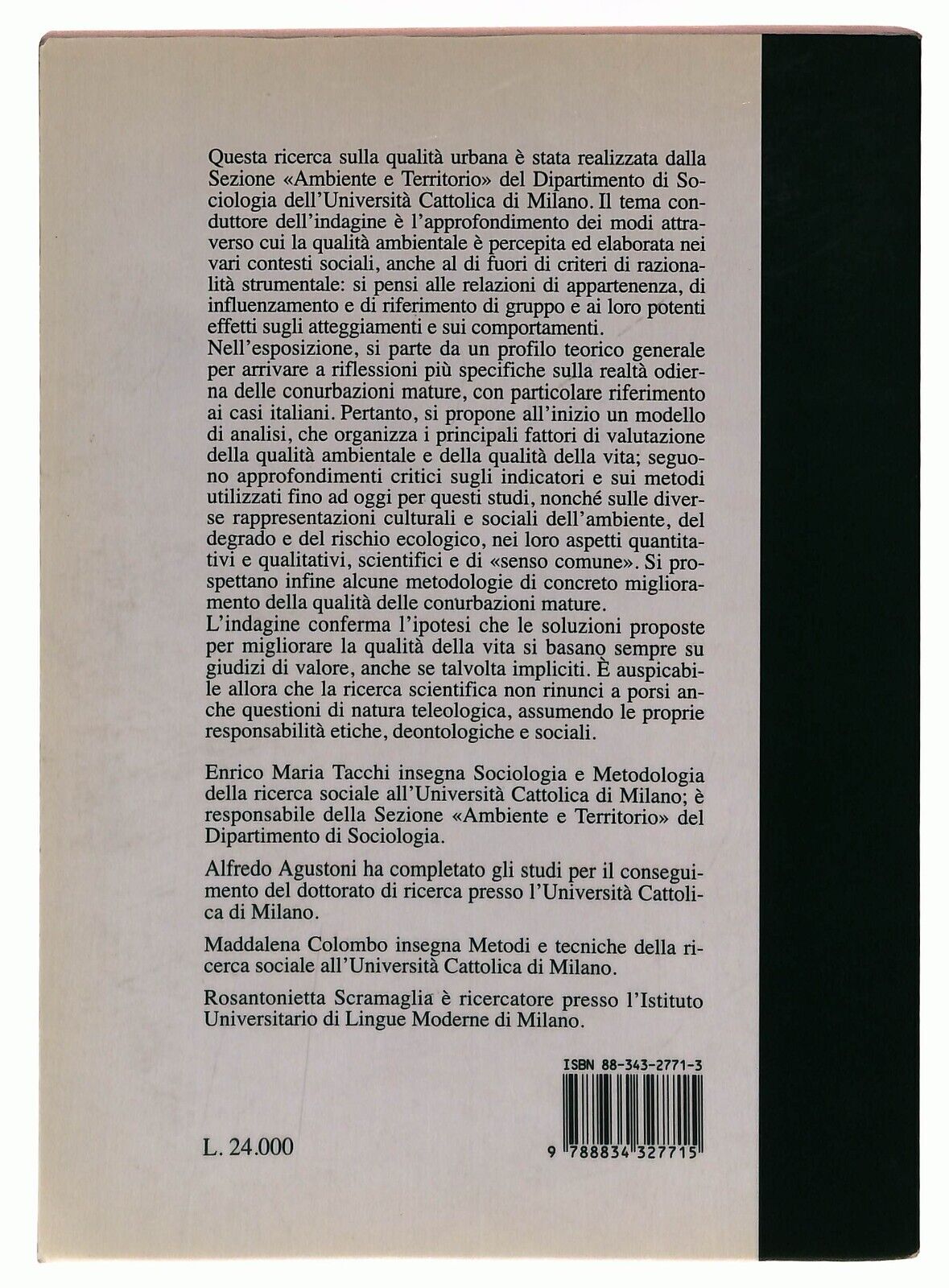 EBOND La Citta Da Vivere Teorie e Indicatori Di Qualita 1996 Libro LI036225