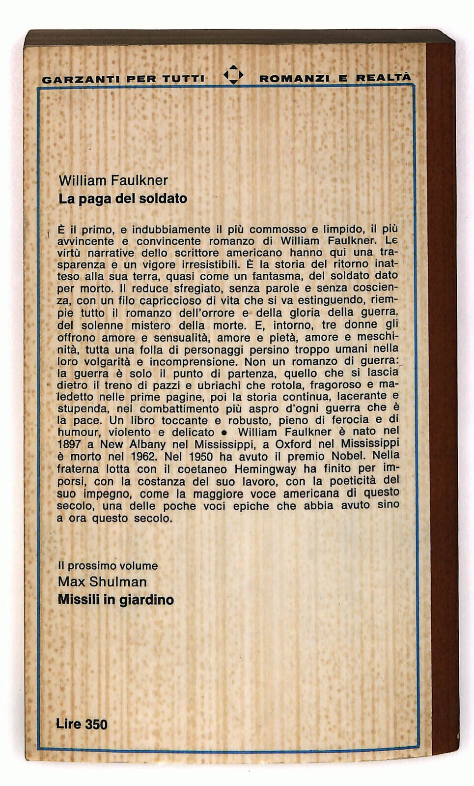 EBOND La Paga Del Soldato Di William Faulkner Libro LI036260