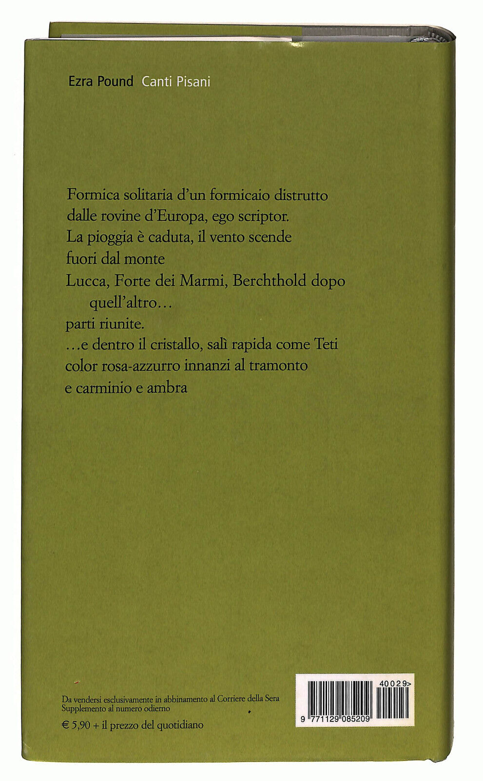 EBOND La Grande Poesia Canti Pisani Corriere Della Sera N. 29 Libro LI036592