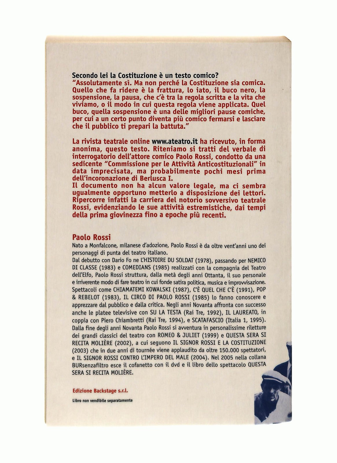 EBOND Il Sig Rossi e La Costituzione Paolo Rossi Rizzoli Con DVD Libro LI037233