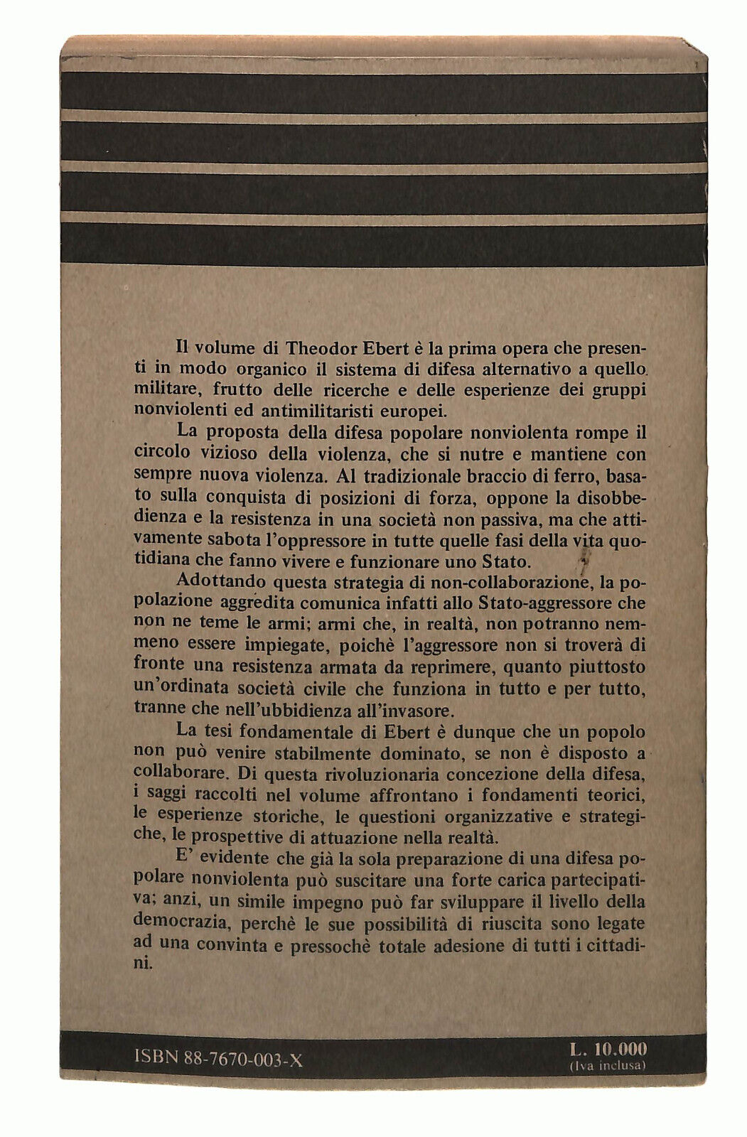 EBOND La Difesa Popolare Ebert Non Violenta Libro LI038059