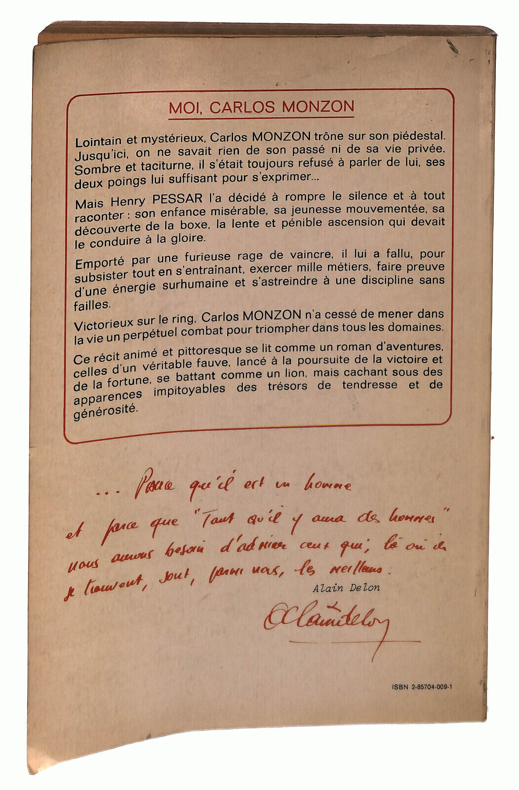 EBOND Moi Carlos Monzon Pessar Autografato Con Dedica 1975 Libro LI038385