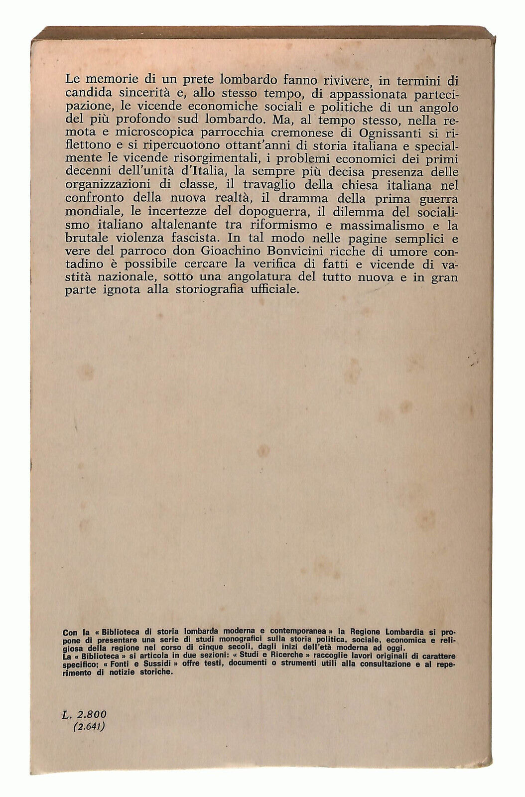 EBOND Memorie Di Un Parroco Cremonese Bonvicini Libro LI039059