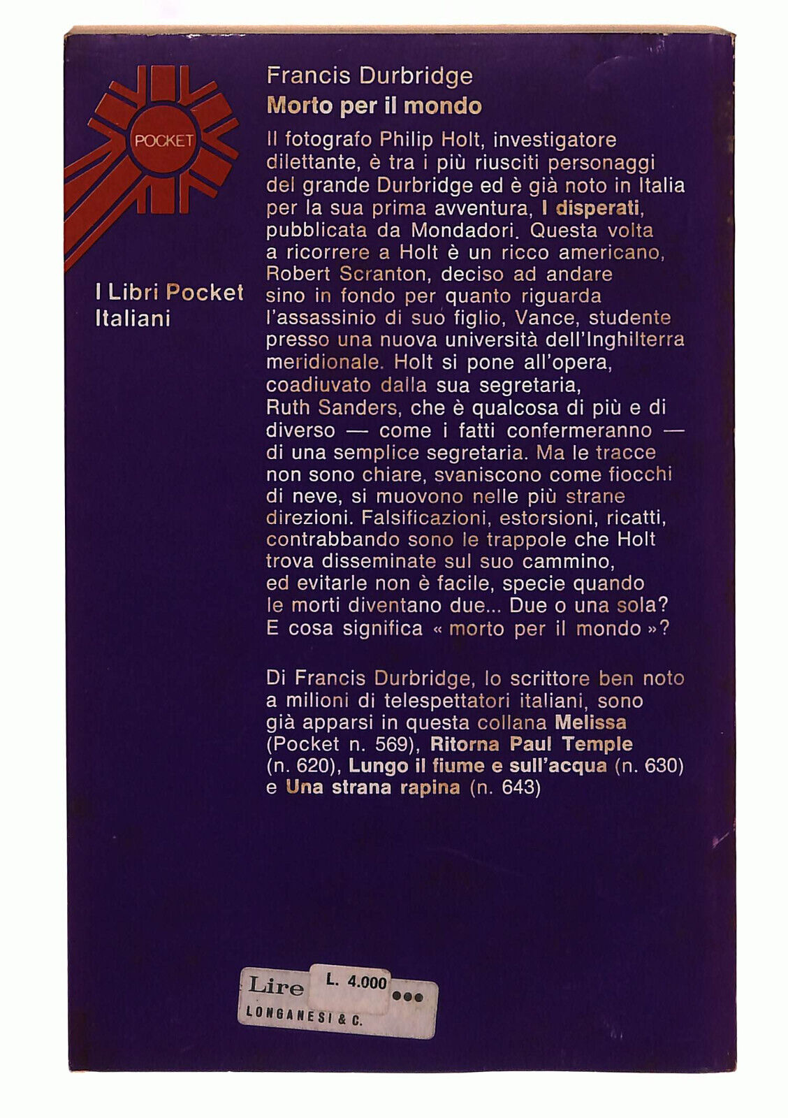 EBOND Morto Per Il Mondo Durbridge Longanesi Libro LI039257