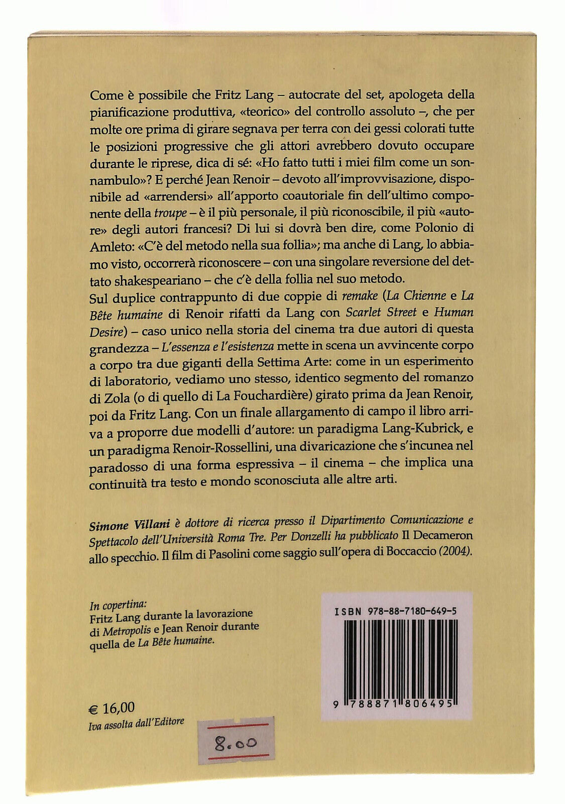 EBOND L'essenza e L'esistenza. Fritz Lang e Jean Renoir Lindau Libro LI039641