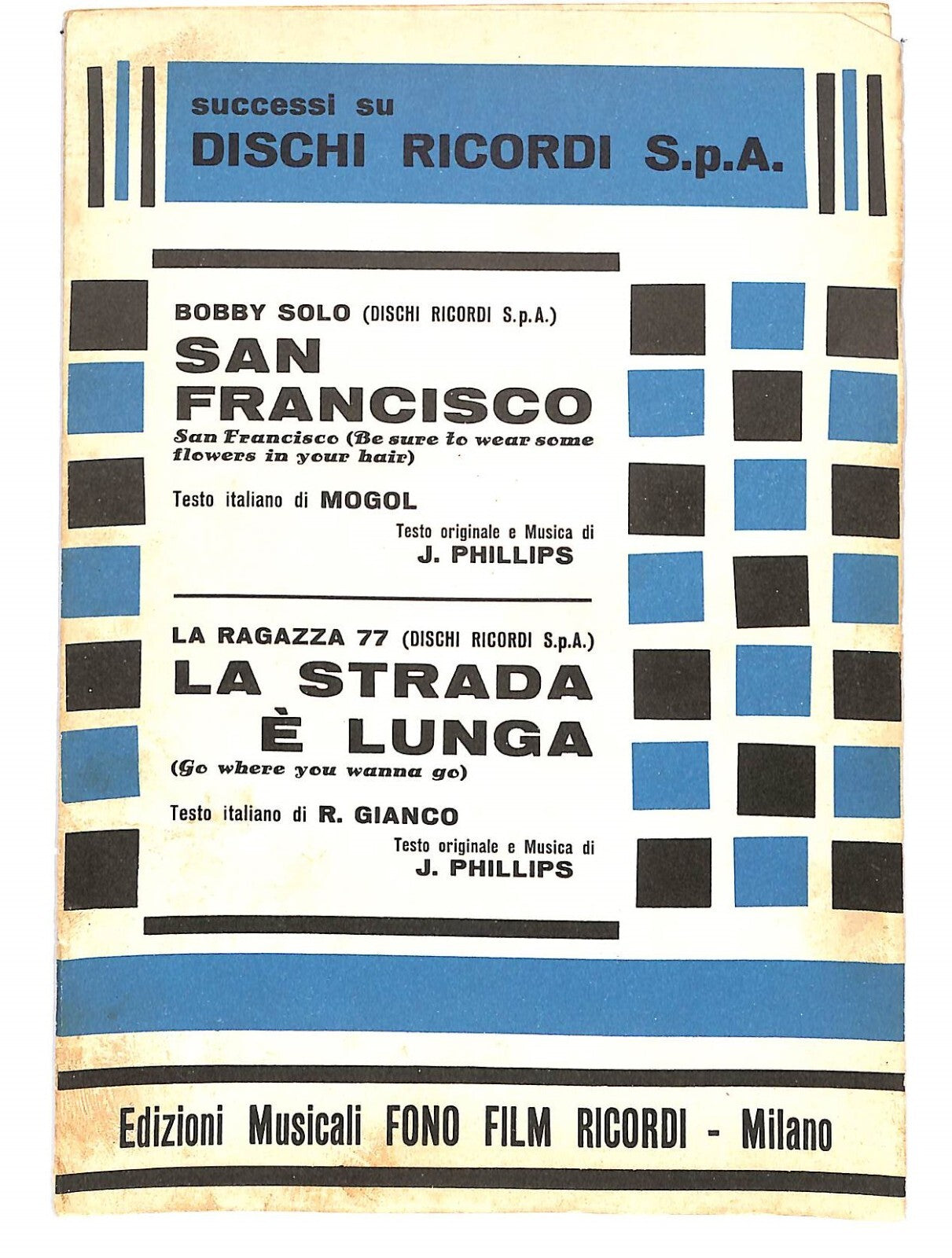 EBOND Spartiti Bobby Solo San Francisco La Strada e Lunga Libro LI040270