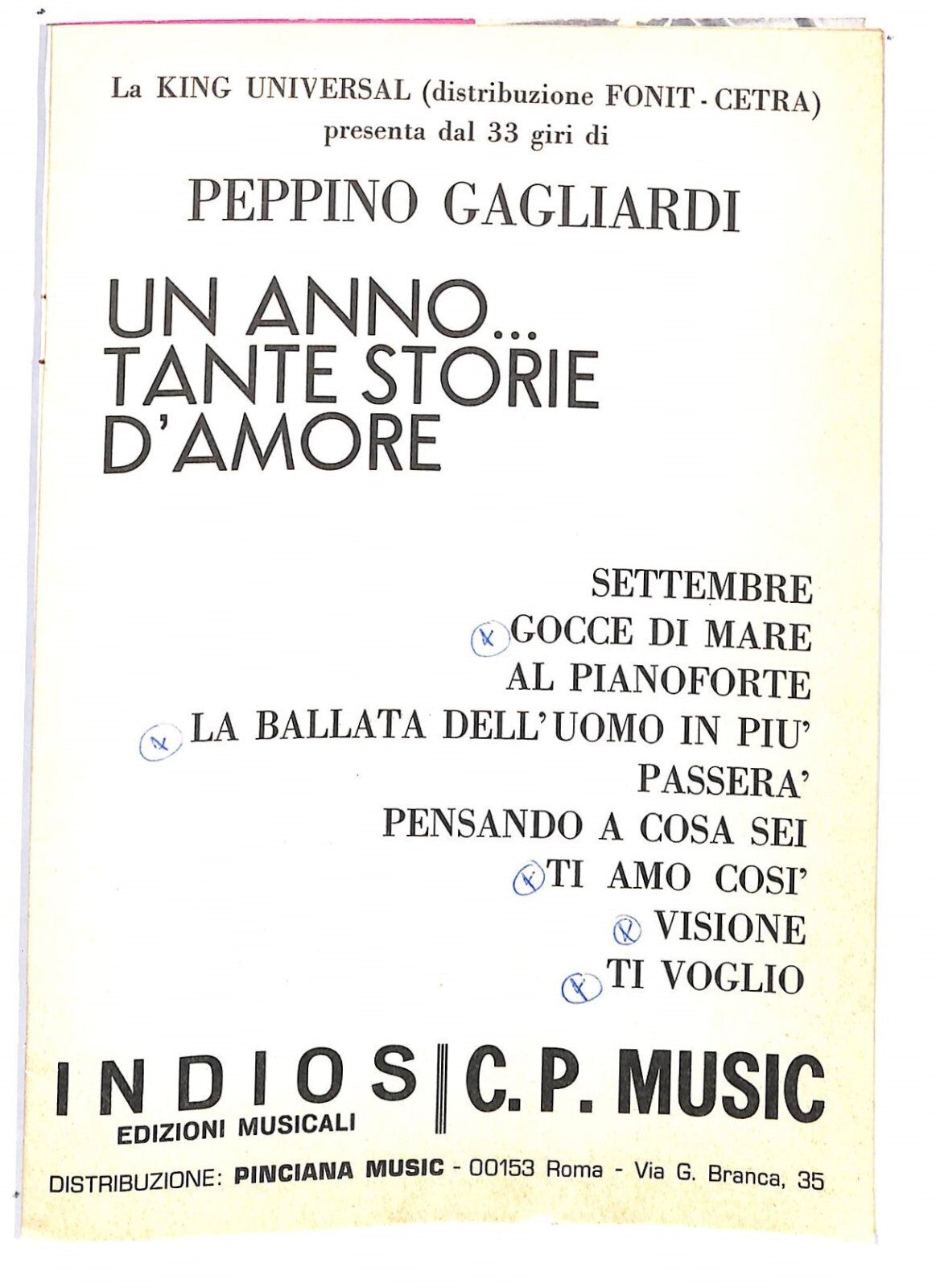 EBOND Spartiti - Peppino Gagliardi Un Anno Tante Storie 'amore Libro LI040297