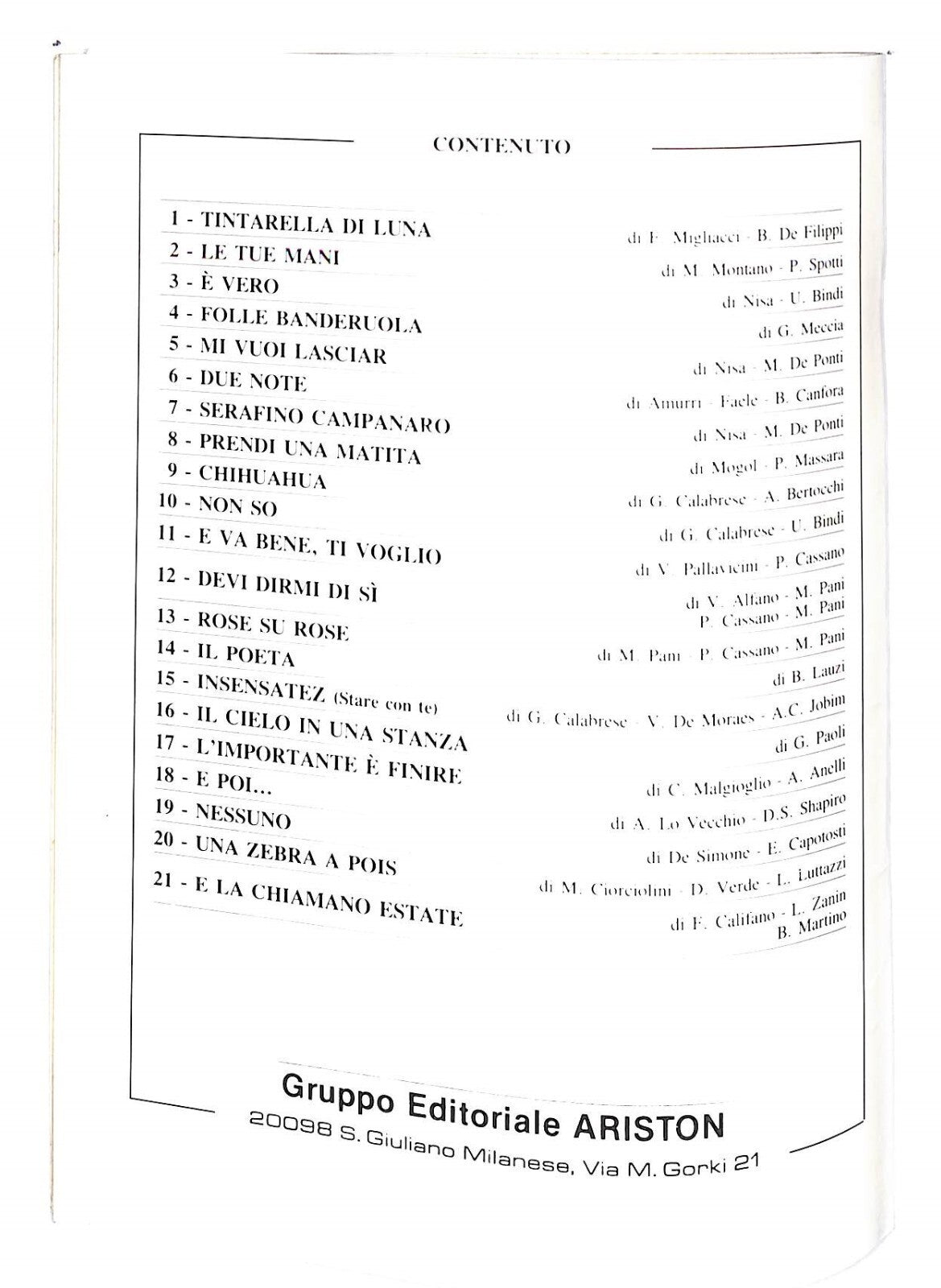 EBOND Spartiti - Made In Italy Mina Libro LI040298
