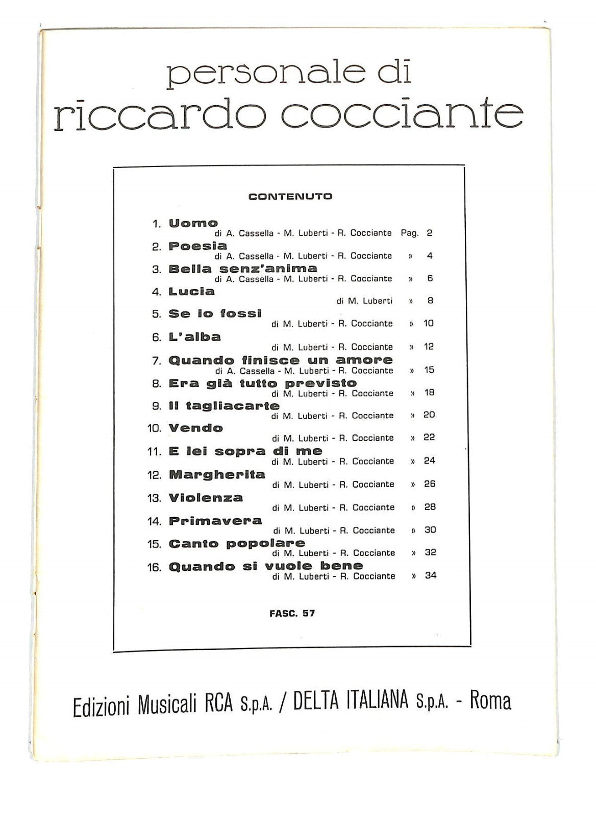 EBOND Spartiti - Personale Di Riccardo Cocciante Libro LI040318