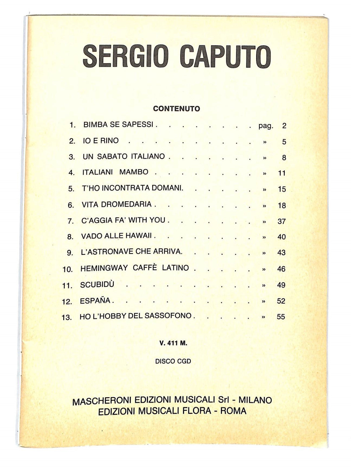 EBOND Spartiti - Sergio Caputo Libro LI040325